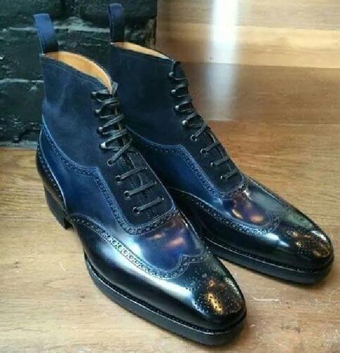 Blue brogue shop boots men's