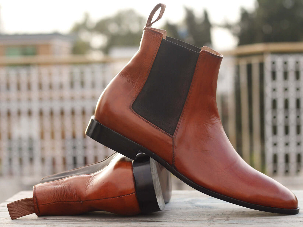 Awesome Handmade Men's Tan Leather Chelsea Boots, Men Fashion Ankle Bo –  theleathersouq