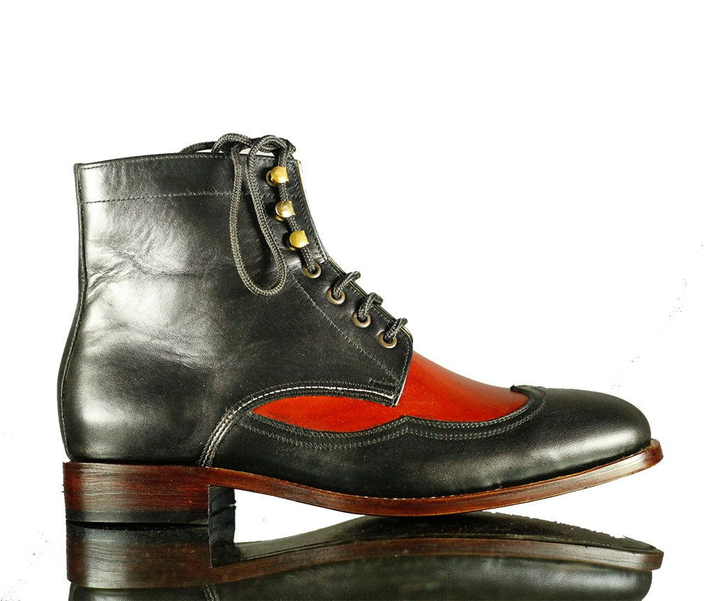 Handmade Men Red Leather Chelsea Boots