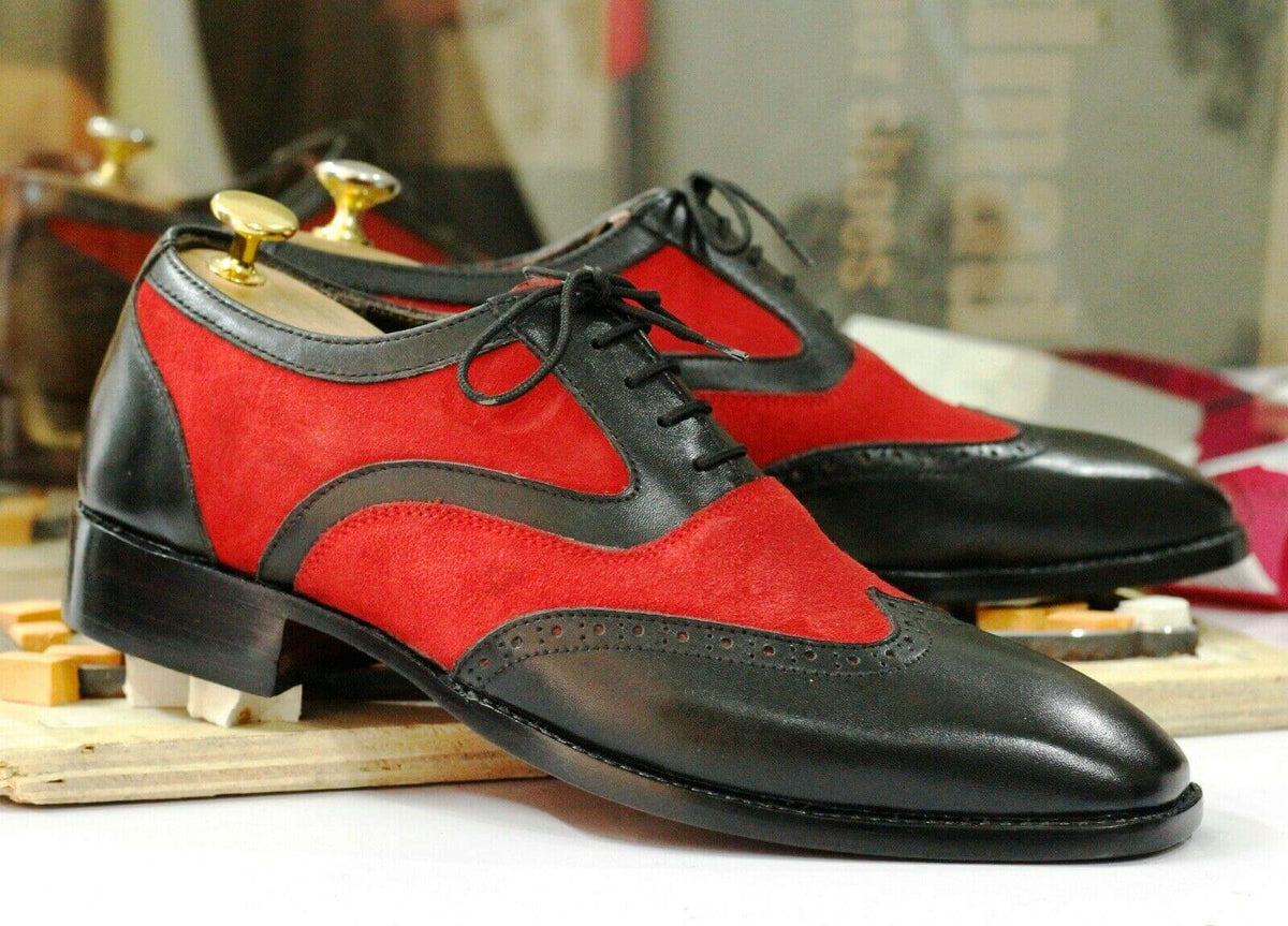 New Handmade Men's Black Red Leather Wing Tip Spectator Shoes, Men Dress  Formal Office Shoes