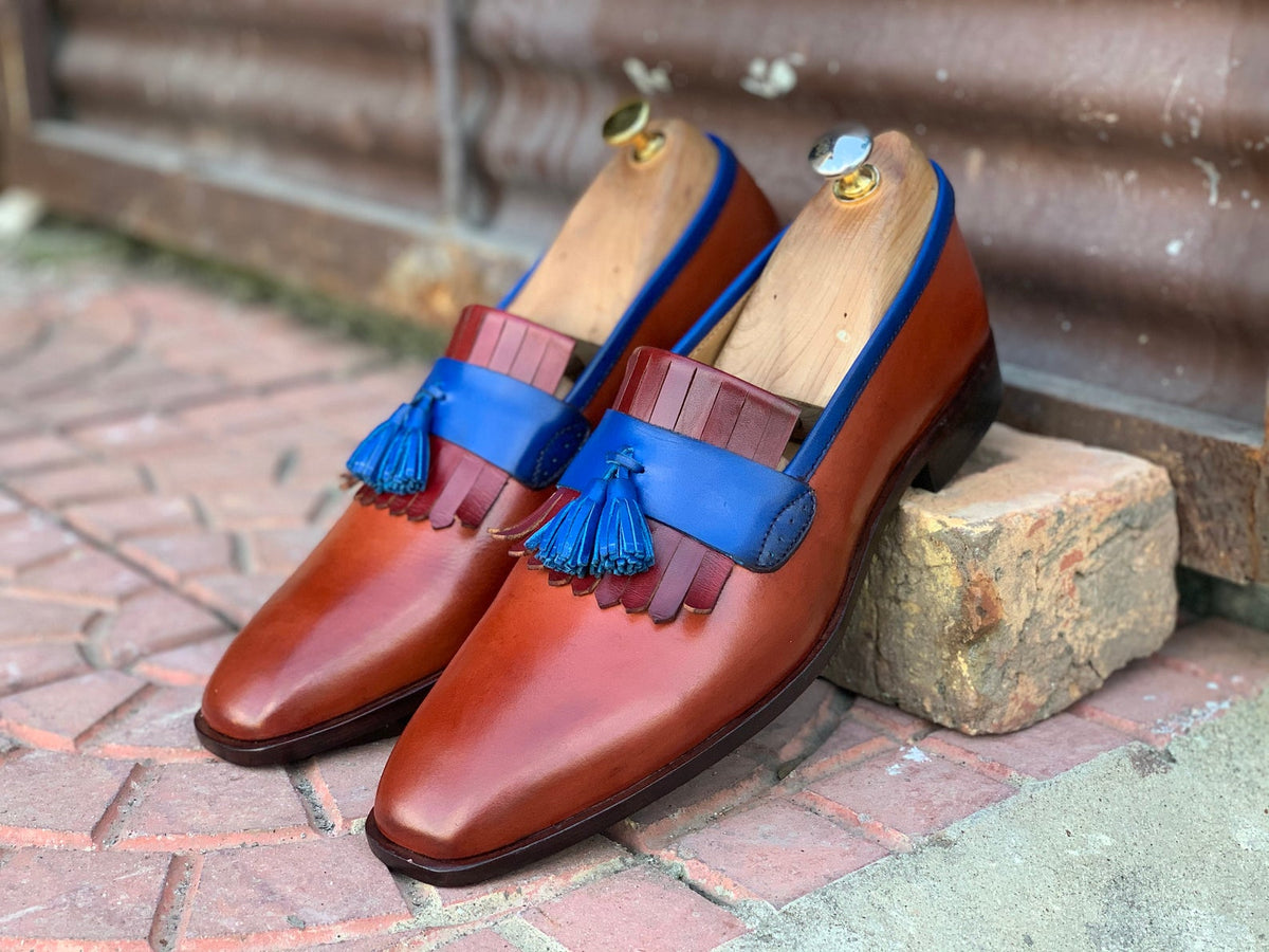 Awesome Handmade Men's Brown Leather Split Toe Tassel Loafers, Men Dress  Formal Shoes