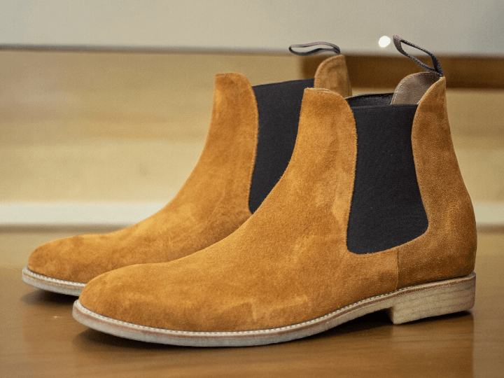 Experience ultimate style and comfort with our Awesome Handmade Men's Camel Color Suede Chelsea Boots. Designed with men in mind, these boots are perfect for any occasion. Handcrafted with care, these designer boots will elevate your look and keep you on-trend. Step out in style and confidence with our exclusive ankle boots.