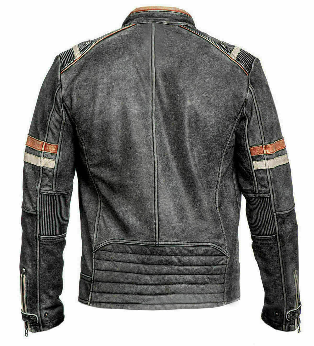 New Men's Retro 2 Cafe Racer Biker Vintage Motorcycle Distressed Moto Leather Jacket - theleathersouq