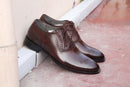 Handmade Men's Dark Brown Brogue Leather Lace Up Shoes, Men Designer Dress Formal Luxury Shoes - theleathersouq