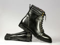 Men's Handmade Black Cap Toe Leather Ankle Boots, Men Designer Boots - theleathersouq