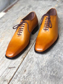 Stylish Men's Handmade tan Color Whole cut Shoes Men leather formal Shoes Men dress shoes - theleathersouq