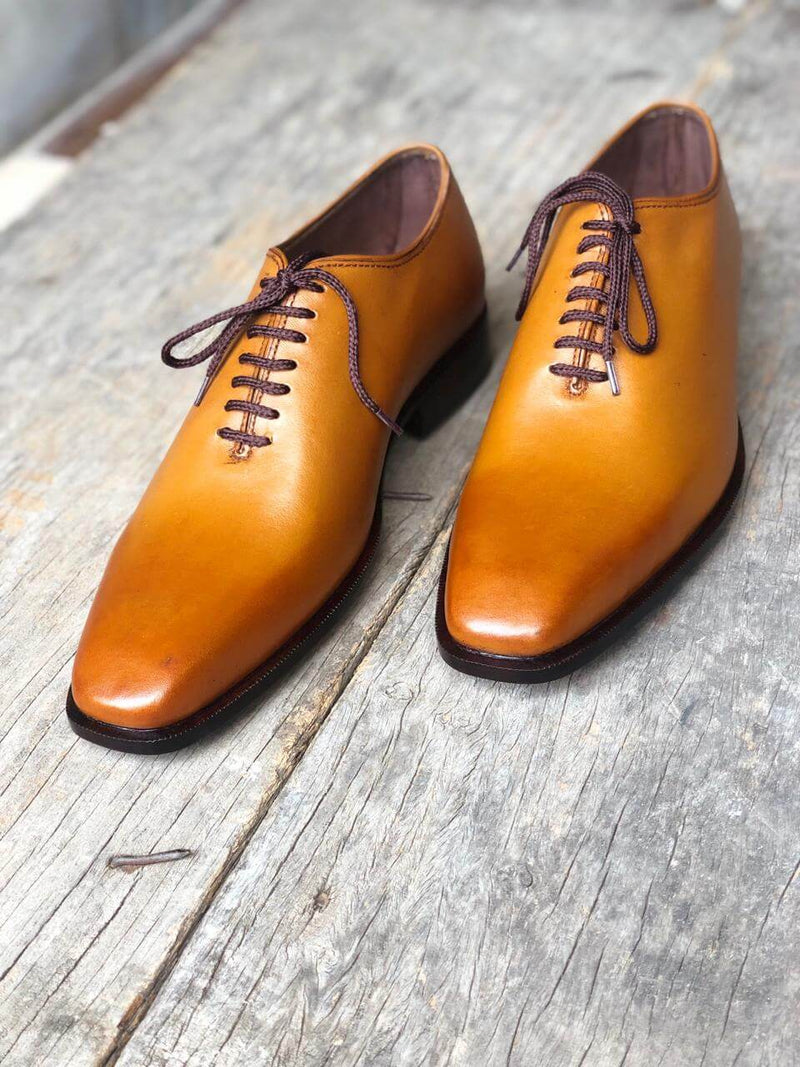 Stylish Men's Handmade tan Color Whole cut Shoes Men leather formal Shoes Men dress shoes - theleathersouq