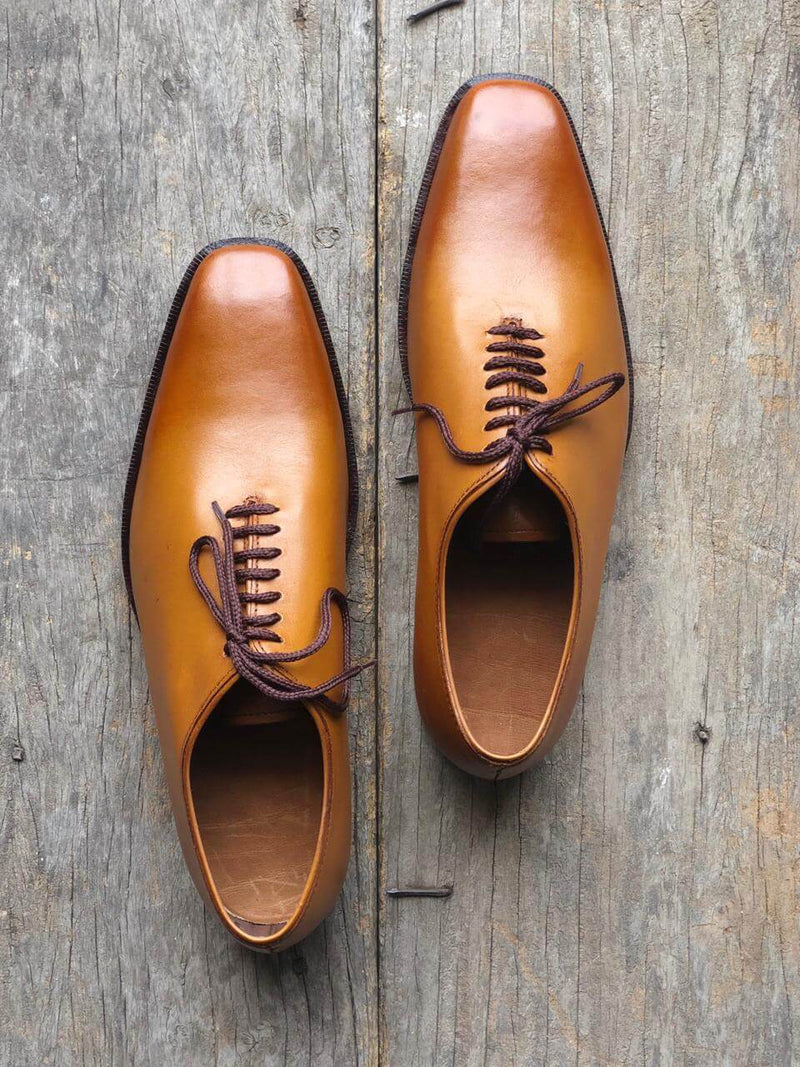 Stylish Men s Handmade tan Color Whole cut Shoes Men leather formal Shoes Men dress shoes