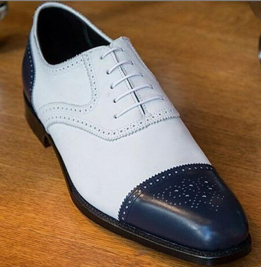 Beautiful Handmade Men Two Tone Blue & White Leather Formal Shoes, Men –  theleathersouq