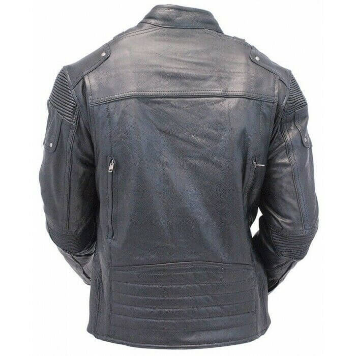 New Men's Cafe Racer Biker Jacket, Vintage Motorcycle Distressed Biker Leather Jacket - theleathersouq