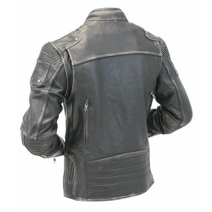 New Men's Cafe Racer Biker Jacket, Vintage Motorcycle Distressed Biker Leather Jacket - theleathersouq