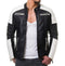 Stylish Men's Black and White Slim Fit Biker Jacket, Men Leather Jacket - theleathersouq