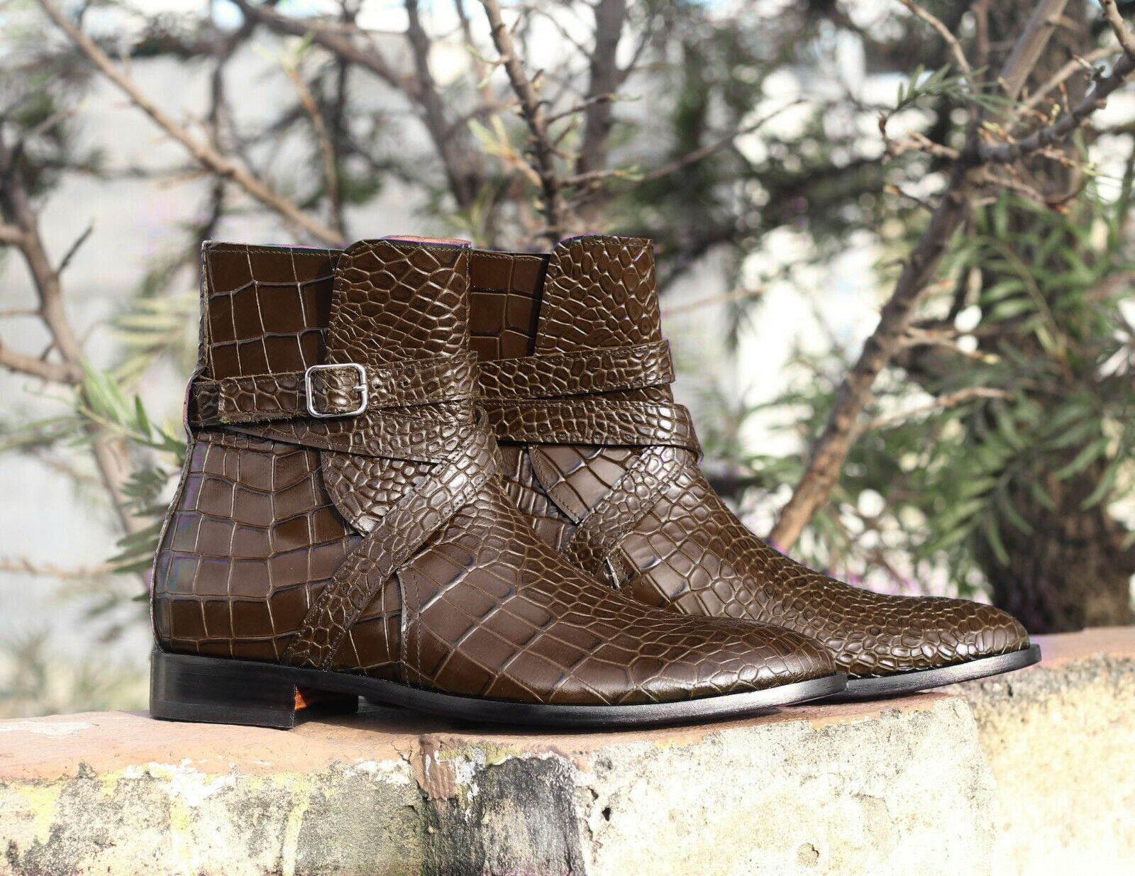 Men's exotic leather boots, Crocodile boots