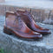 Men's Handmade Elegant Leather Boots, Burgundy brogue Boot, Dress Leather Boots - theleathersouq