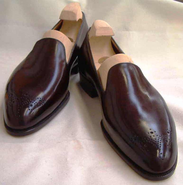 Handmade Men's Burgundy Whole Cut Leather Shoes, Men Slip On Dress For –  theleathersouq