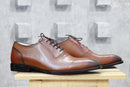 Handmade Men's Brown Brogue Leather Shoes, Men's Brown Lace Up Dress Shoes - theleathersouq