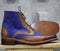 Elegantly Designed Handmade Leather & Suede boots for men, Men's Brown & Blue ankle high boots - theleathersouq