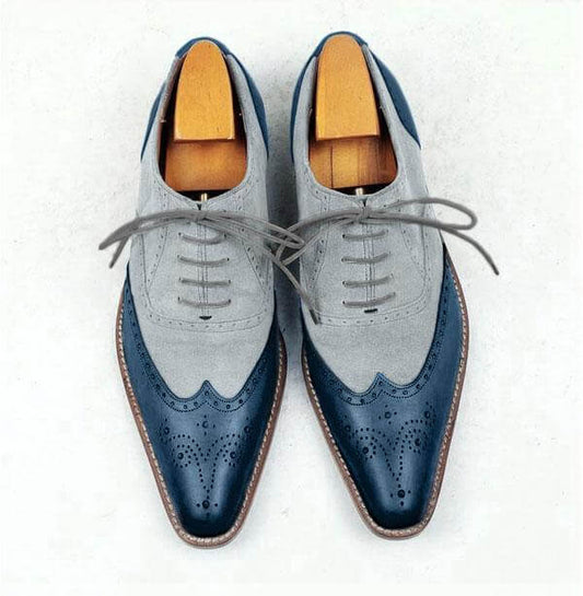 Handmade Men's Elegant formal Two Tone shoes, Men's Leather & Suede dress shoes - theleathersouq