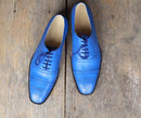 Men’s Handmade Blue Color Leather Shoes, Men Cap Toe Brogue Dress Formal Shoes - theleathersouq