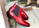 New Burgundy Chelsea Leather Boots. Men's Dress Fashion boots, Men Designer Boot - theleathersouq