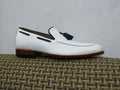 Handmade white Moccasin Shoes, Men's Slip On Tussle Formal Dress Leather Shoes - theleathersouq