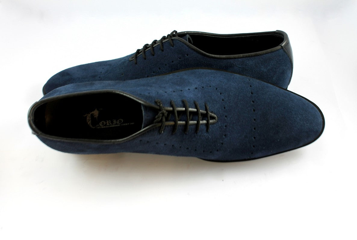 Handmade Men's Blue Suede Shoes, Men Lace Up Dress Formal Fashion Shoes - theleathersouq