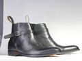 Handmade Men's Jodhpurs Leather Boots, Men Ankle High Leather Buckle Dress Boots - theleathersouq