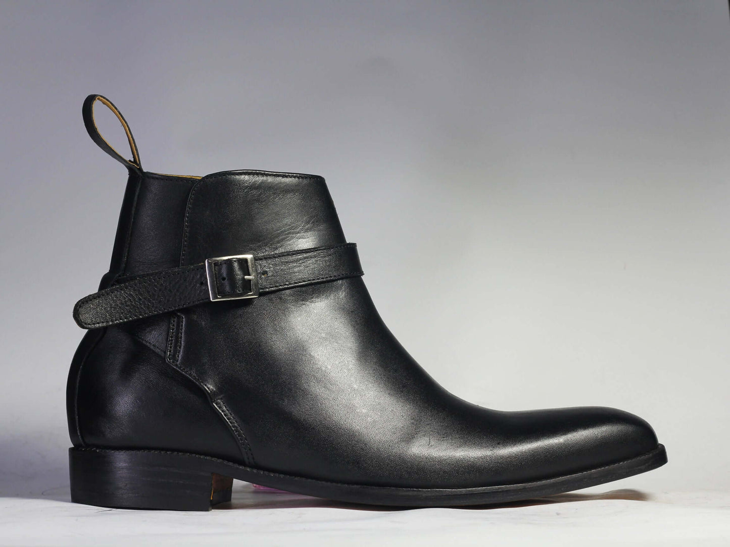 Handmade Men's Jodhpurs Leather Boots, Men Ankle High Leather Buckle Dress Boots - theleathersouq