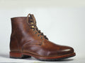 Handmade Men's Brown Lace Up Leather Boots, Men Ankle High Designer Dress Boots - theleathersouq