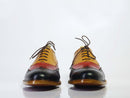 Men’s Handmade Multi Color Wing Tip Brogue Leather Shoes, Men Lace Up Dress Shoes - theleathersouq