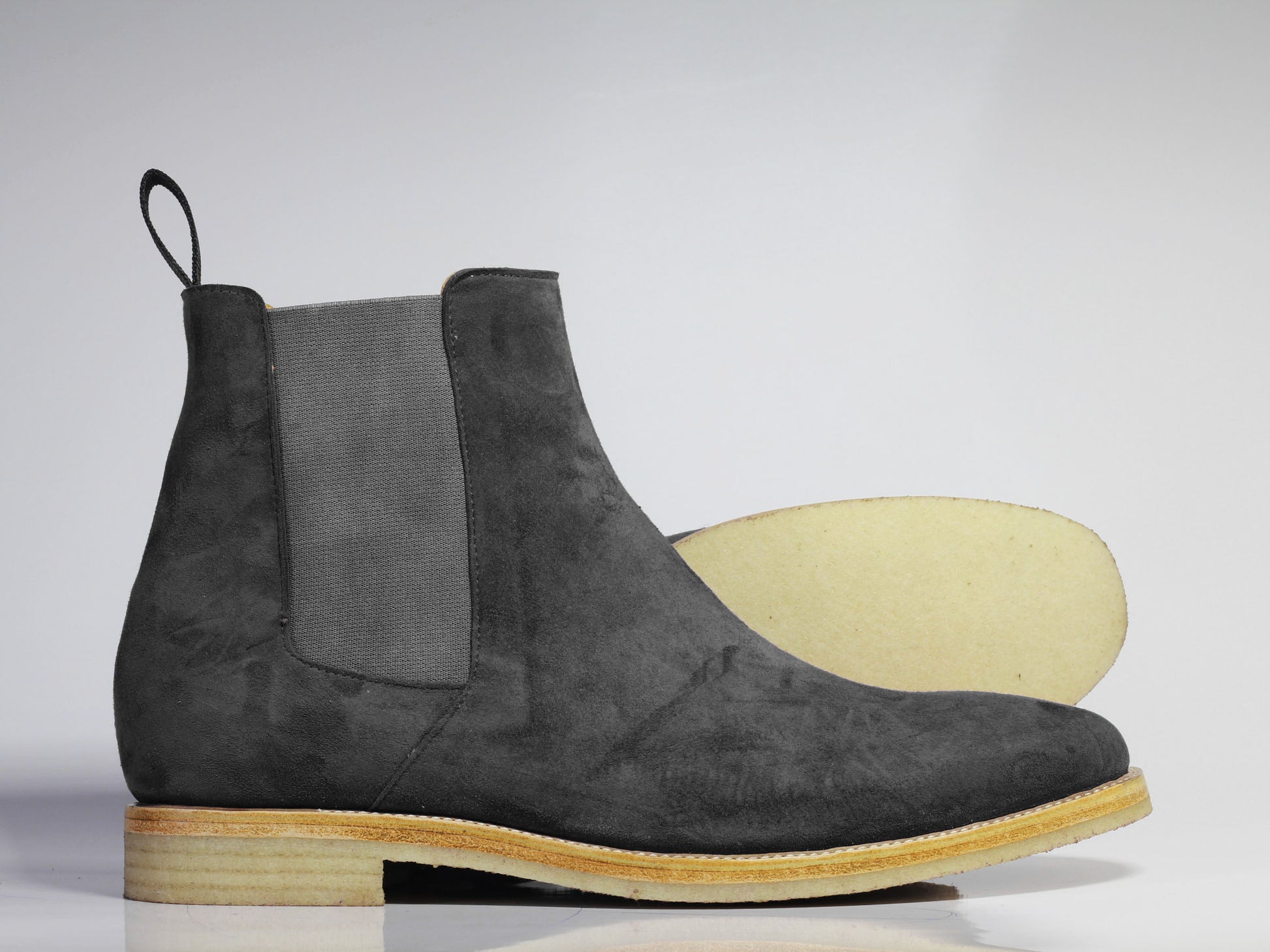 Handmade Men's Ankle High Gray Chelsea Suede Boots, Men Stylish Dress Boots - theleathersouq