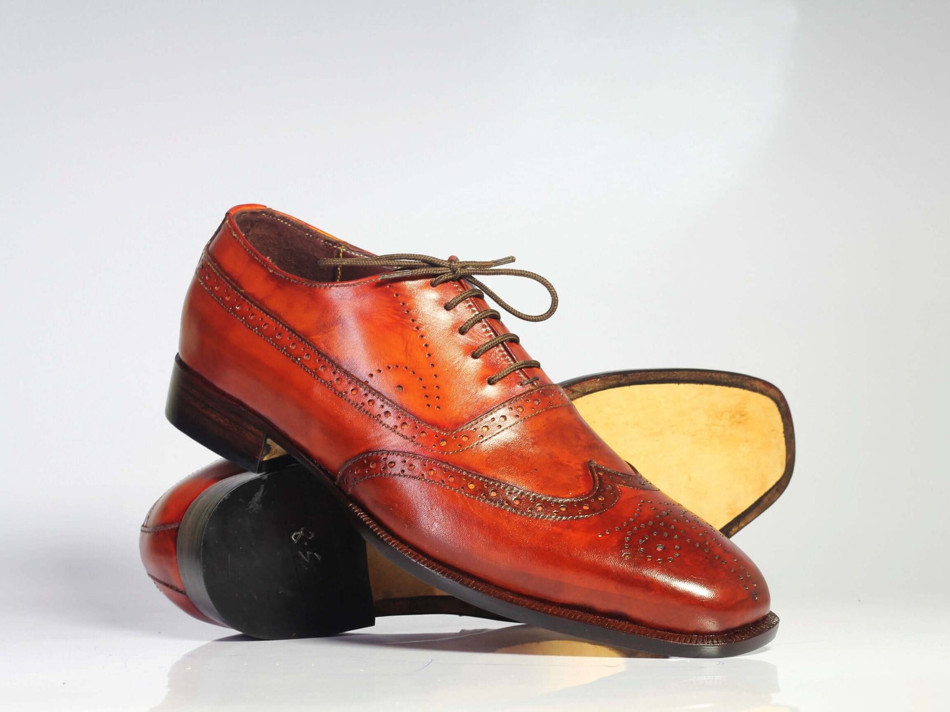 Handmade Men's Brown Wing Tip Brogue Shoes, Men Lace Up Leather Dress Shoes - theleathersouq