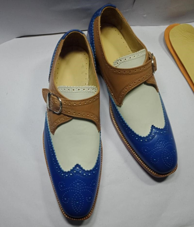 Handmade Men's Multi Color formal shoes, Men leather monk Dress Fashio ...