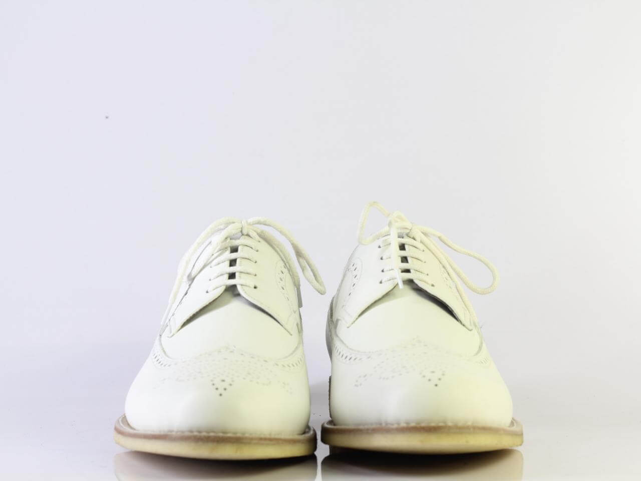 Handmade Men's Oxford White Leather Shoes, Men Wing Tip Brogue Dress Shoes - theleathersouq