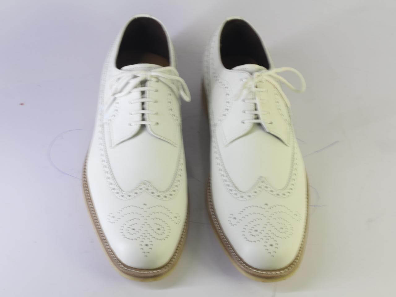 Handmade Men's Oxford White Leather Shoes, Men Wing Tip Brogue Dress Shoes - theleathersouq