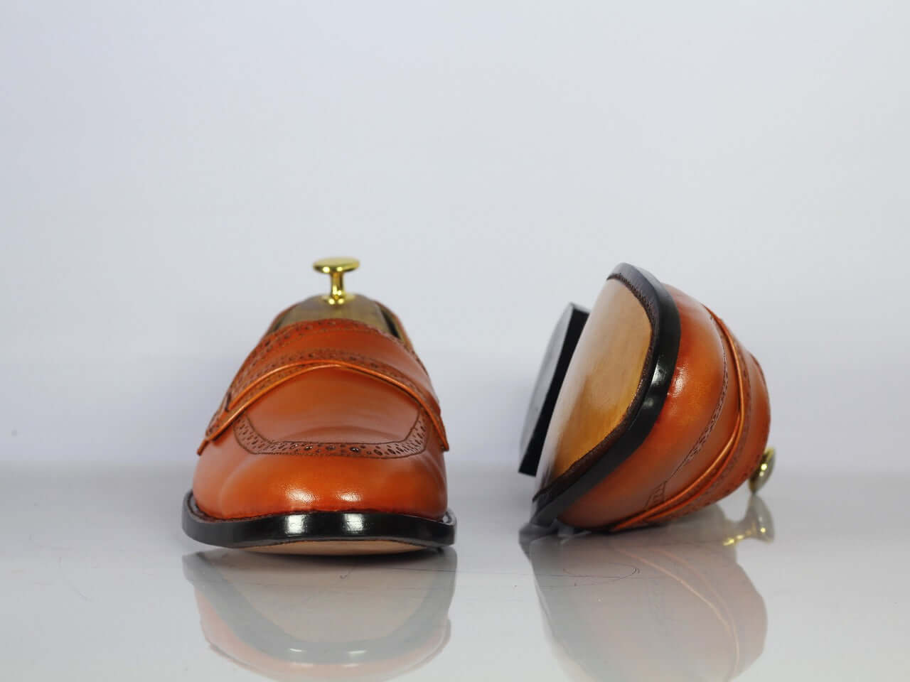 Handmade Men's Tan Shoes, Men Leather Penny Loafers Shoes, Dress Formal Shoes - theleathersouq