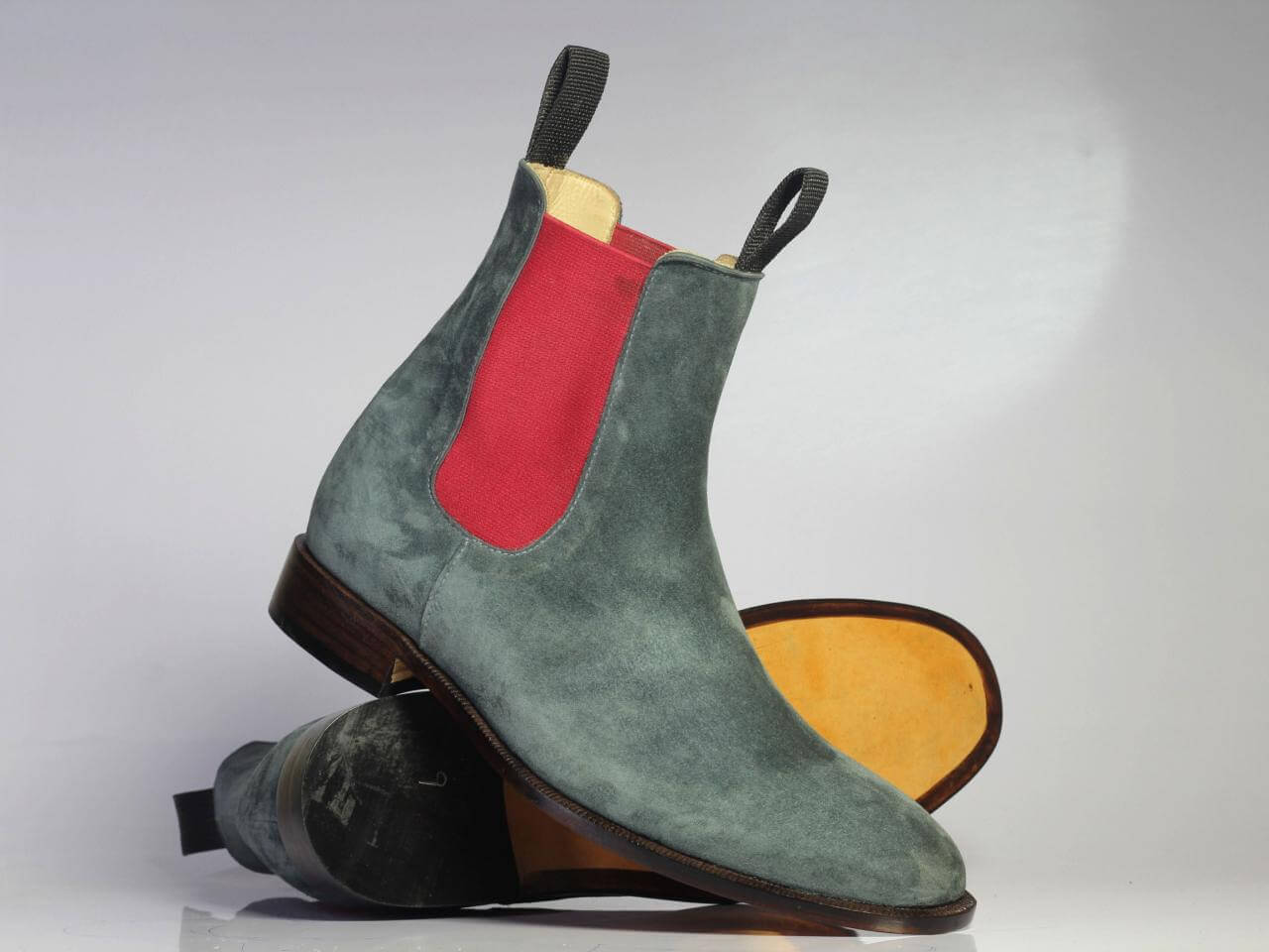 Handmade Men Gray Suede Chelsea Boots, Men Fashion Designer Boots - theleathersouq