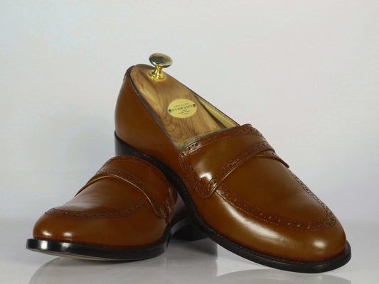 Handmade Men's Brown Shoes, Men Leather Penny Loafers Shoes, Dress Formal Shoes - theleathersouq