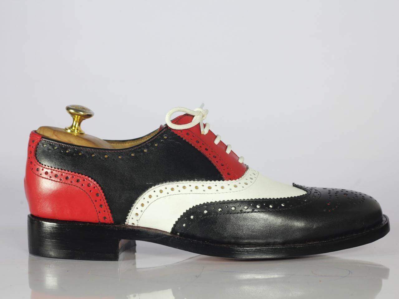 Men's Handmade Multi Color Wing Tip Brogue Shoes, Men Leather Lace Up Shoes - theleathersouq