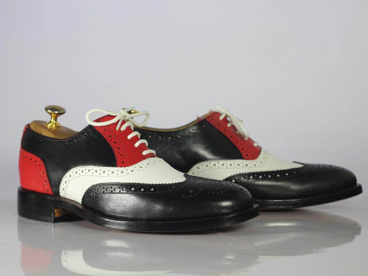 Men's Handmade Multi Color Wing Tip Brogue Shoes, Men Leather Lace Up Shoes - theleathersouq