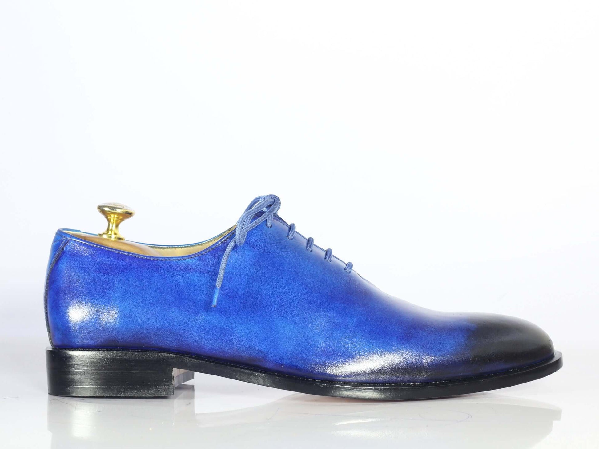 Handmade Men's Blue Shoes, Men Leather Lace Up Dress Shoes - theleathersouq