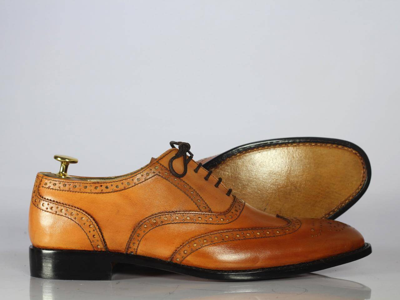 Handmade Men Brown Wing Tip Brogue Shoes, Men Leather Lace Up Dress Formal Shoes - theleathersouq