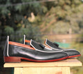 Handmade Men's Black Leather Loafer Shoes, Men Tussle Stylish Designer Shoes - theleathersouq