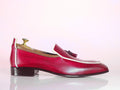 Men's Handmade Men's Reddish Pink Leather Loafer Shoe, Men Tassels Loafer Designer Shoe - theleathersouq