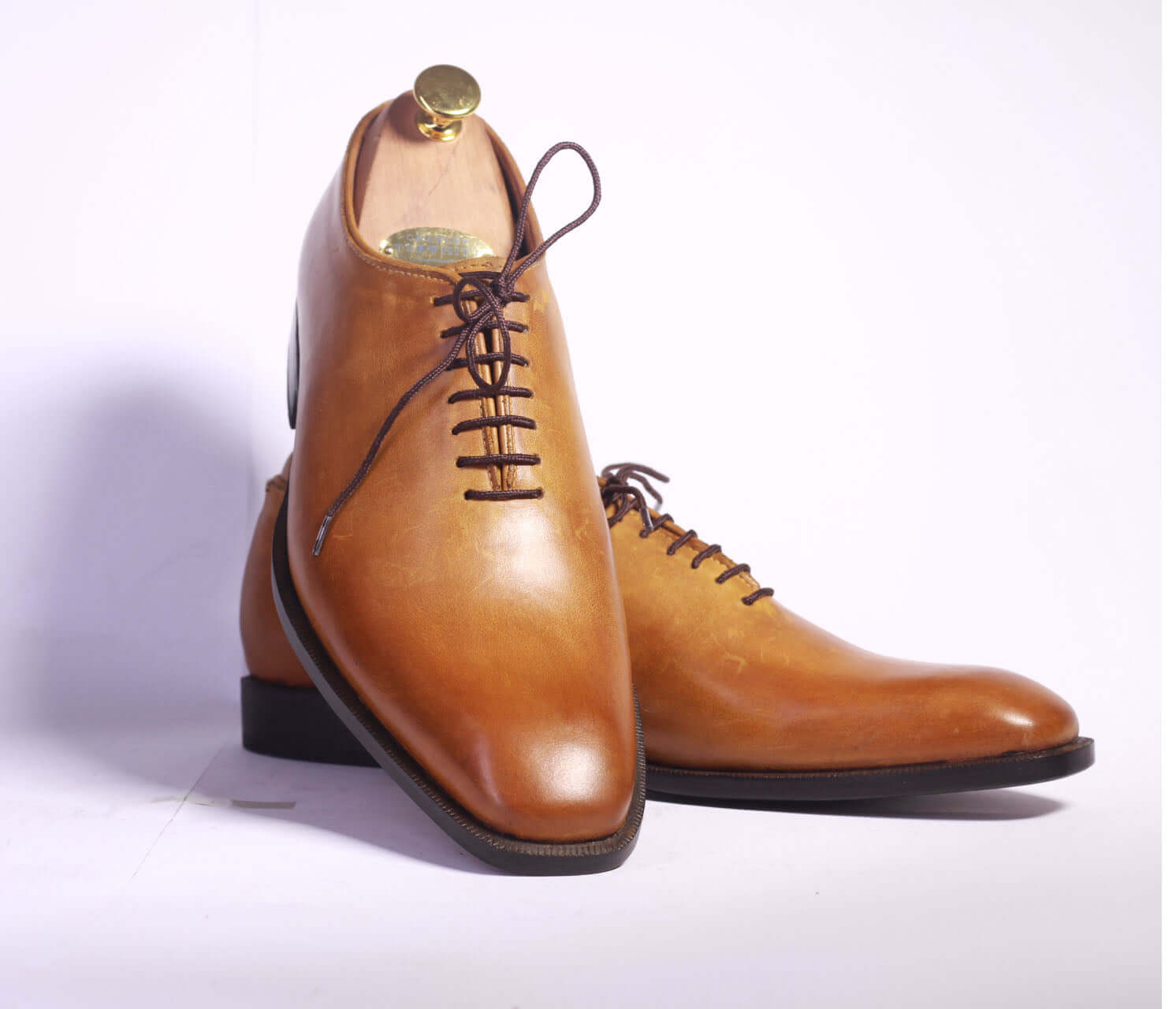 Handmade Men's Tan Leather Lace Up Dress Formal Shoes, Men Designer Stylish Shoes - theleathersouq