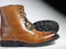 Handmade Brown Cap Toe Leather Lace Up Boots, Men Ankle High Designer Boots - theleathersouq