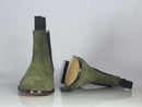 Handmade Men's Green Suede Ankle High Chelsea boots, Men Designer Formal Boots - theleathersouq