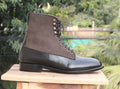 Handmade Men Black Leather Suede Ankle Boots, Men Designer Dress Formal Boots - theleathersouq