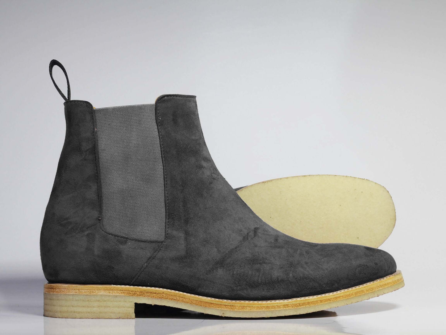 Handmade Men's Gray Suede Ankle High Chelsea boots, Men Designer Formal Boots - theleathersouq