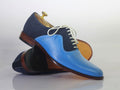 Handmade Men Blue Leather & Suede Lace Up Shoes, Men Dress Formal Designer Shoes - theleathersouq